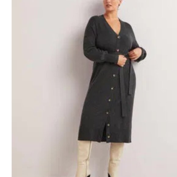 Boden Womens Midi Cardigan Dress UK 12 US 8 Gray Knitted Button Front D0357 NWT - Picture 1 of 12